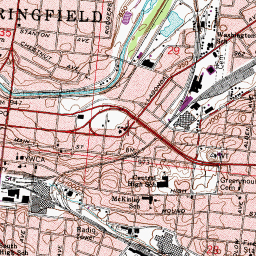 Topographic Map of Saint Bernard Catholic Church, OH