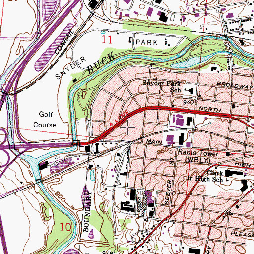 Topographic Map of Western Plaza Shopping Center, OH