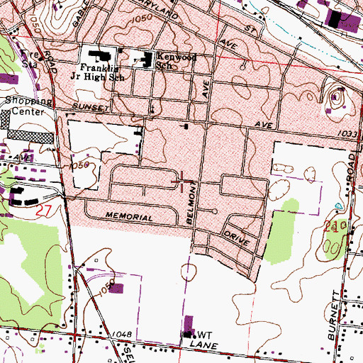 Topographic Map of Belmont Meadows, OH