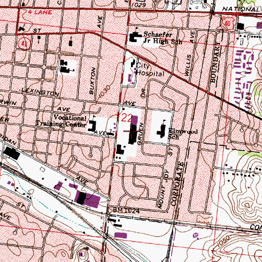 Topographic Map of Burnett Plaza Shopping Center, OH