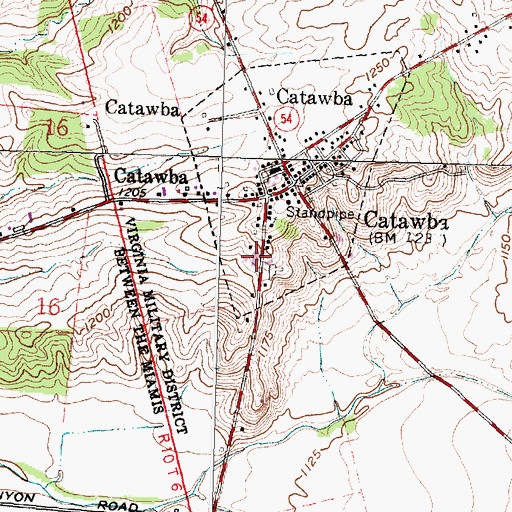 Topographic Map of Catawba School, OH