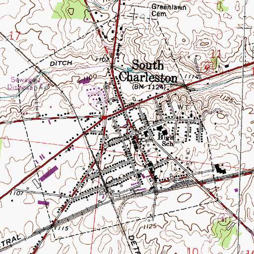 Topographic Map of First Presbyterian Church of South Charleston, OH
