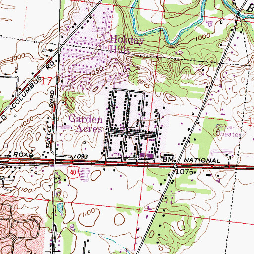 Topographic Map of Garden Acres, OH