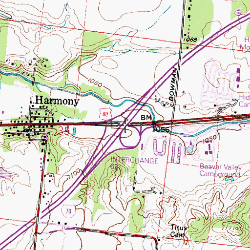 Topographic Map of Interchange 62, OH