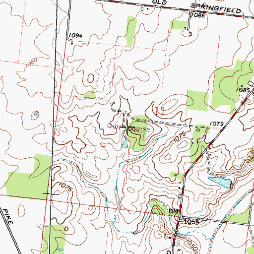 Topographic Map of Locust Hills Golf Course, OH