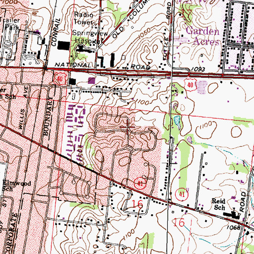 Topographic Map of Meadow Lane, OH