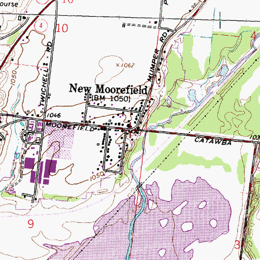 Topographic Map of Moorefield Township Hall, OH