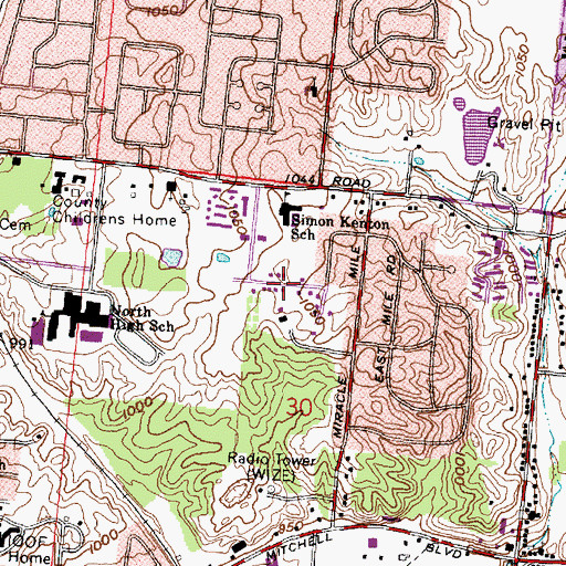 Topographic Map of Olympic Hills, OH