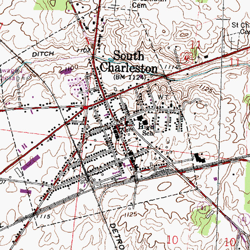 Topographic Map of South Charleston United Methodist Church, OH