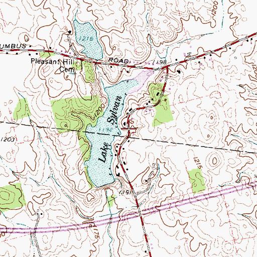 Topographic Map of Sylvan Shores, OH