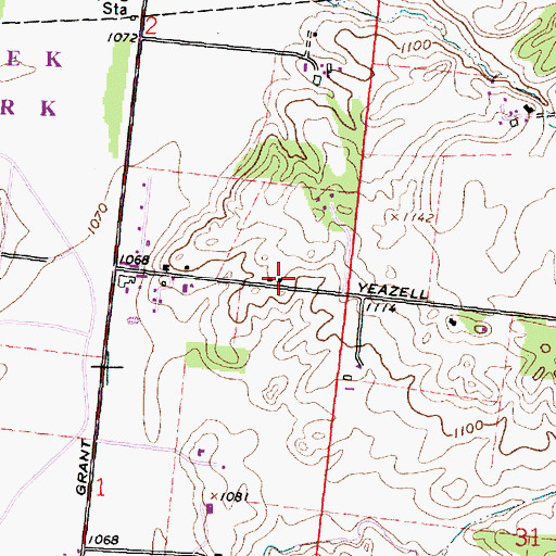 Topographic Map of Yeazel School (historical), OH