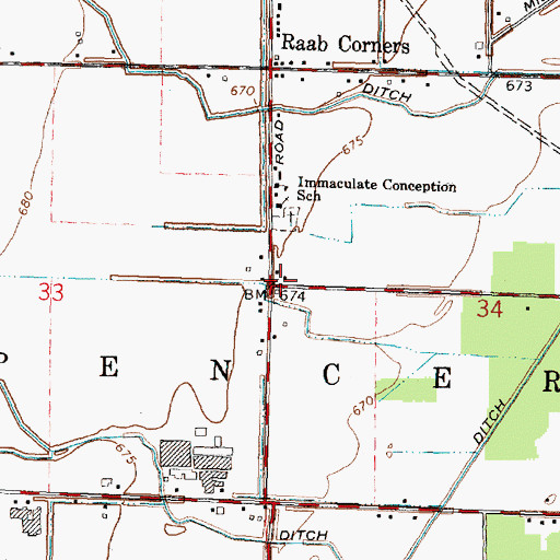 Topographic Map of Spencer School Number 2 (historical), OH