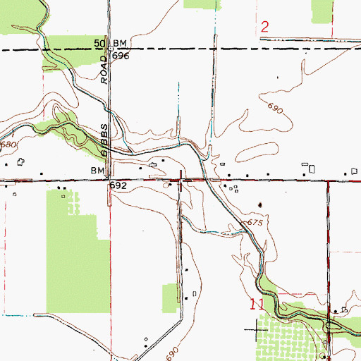 Topographic Map of Bowen (historical), OH