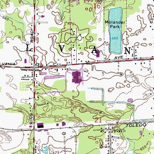 Topographic Map of Sylvania Southview High School, OH