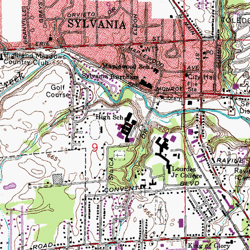 Topographic Map of Sylvania Northview High School, OH