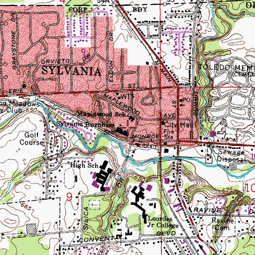 Topographic Map of Maplewood Elementary School, OH
