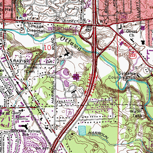 Topographic Map of Lake Park Hospital, OH