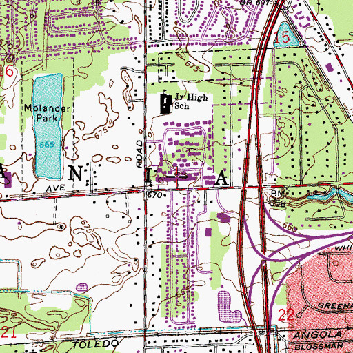 Topographic Map of Saxon Square Shopping Center, OH