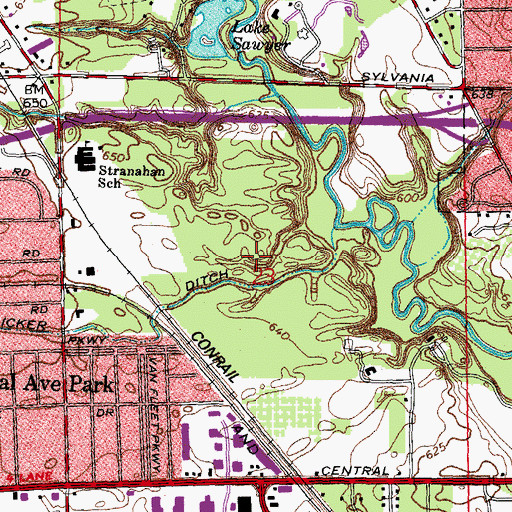 Topographic Map of Wildwood Preserve Metropark, OH
