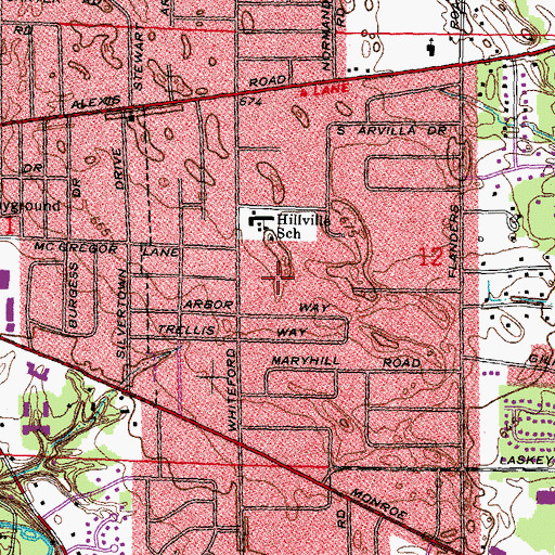 Topographic Map of Sylvania Arbor Hills Junior High School, OH