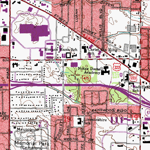 Topographic Map of Harvest Lane United Brethren in Christ Church, OH
