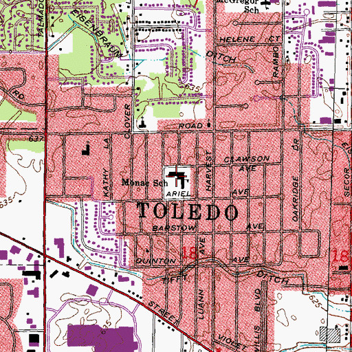 Topographic Map of Monac Elementary School, OH