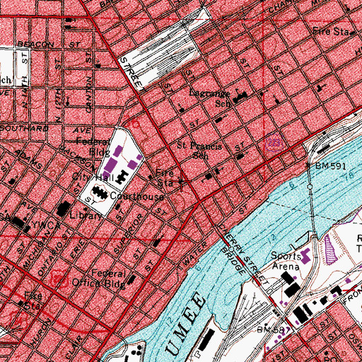 Topographic Map of Saint Francis De Sales Cathedral, OH