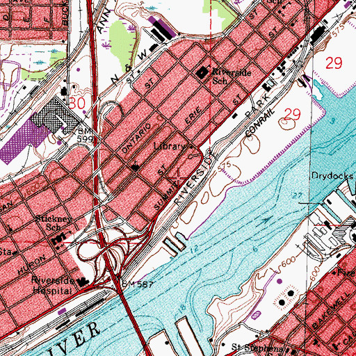 Topographic Map of Riverside Turning Basin, OH