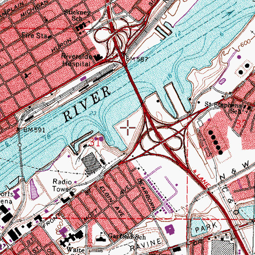 Topographic Map of Thomas Edison Park, OH