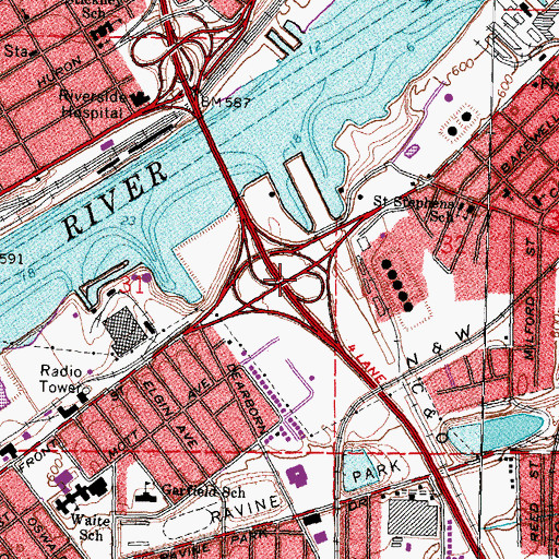 Topographic Map of Interchange 9, OH