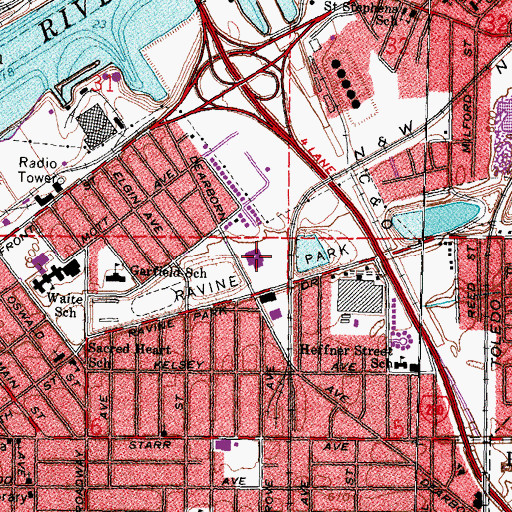 Topographic Map of East Toledo Junior High School, OH