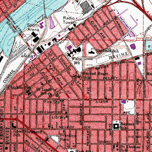 Topographic Map of Sacred Heart Catholic Church, OH