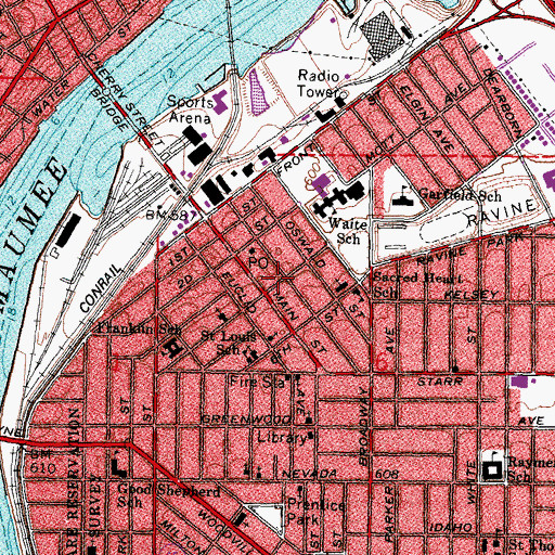 Topographic Map of River East Plaza Shopping Center, OH