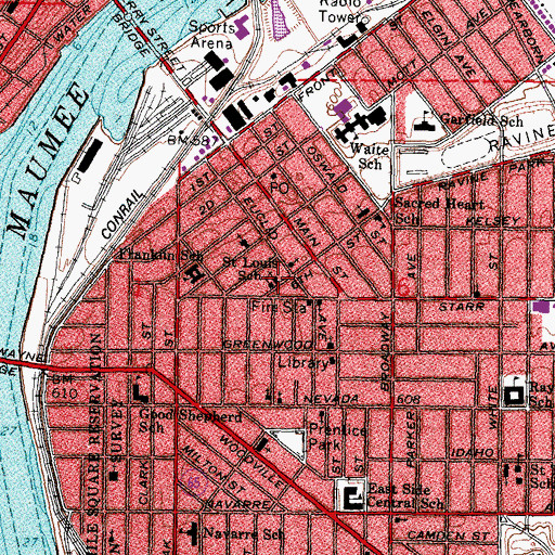 Topographic Map of Saint Louis Catholic Church, OH