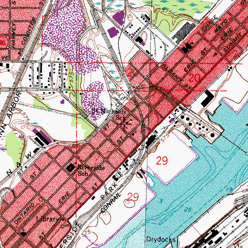 Topographic Map of Saint Michaels Catholic Church, OH