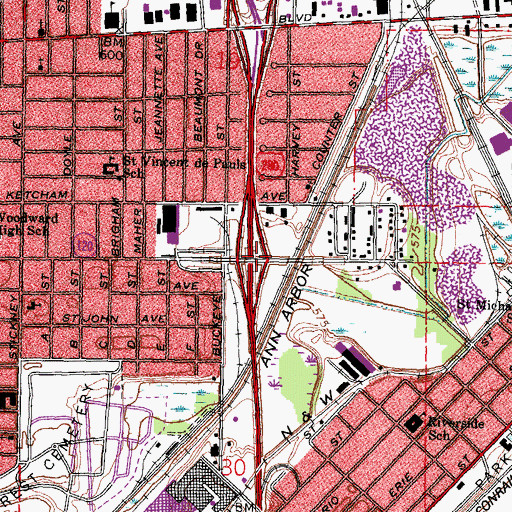Topographic Map of Interchange 11, OH