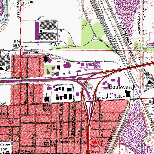 Topographic Map of Interchange 12B, OH