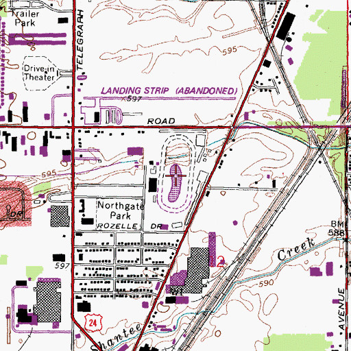 Topographic Map of Toledo Raceway Park, OH
