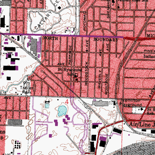 Topographic Map of Saint Hyacinths Catholic Church, OH
