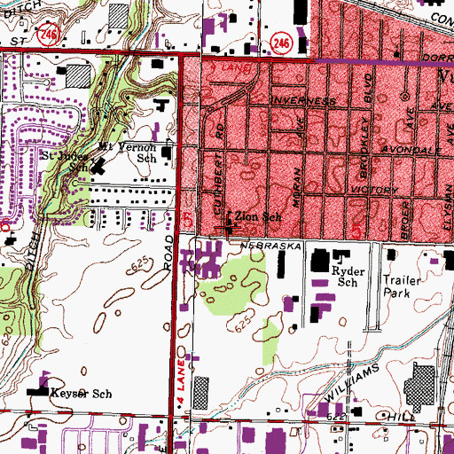 Topographic Map of Zion Lutheran Church, OH