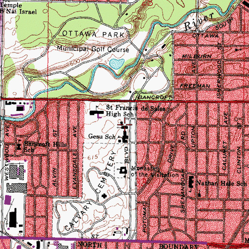 Topographic Map of Gesu Catholic Church, OH