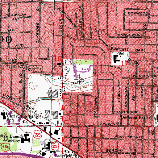 Topographic Map of Pine Glen Park, OH