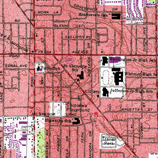 Topographic Map of Saint Clements Catholic Church, OH