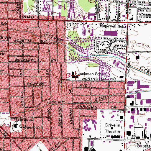 Topographic Map of Jackman Elementary School, OH