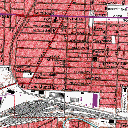 Topographic Map of Saint Anthonys Catholic Church, OH