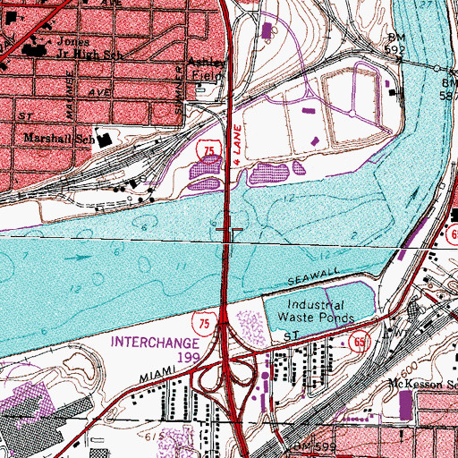 Topographic Map of Michael Disalle Bridge, OH