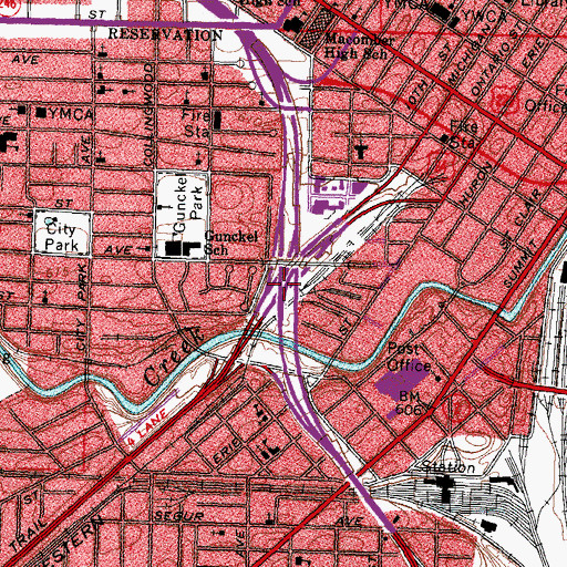 Topographic Map of Interchange 201A, OH