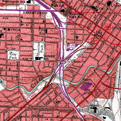 Topographic Map of Interchange 201B, OH