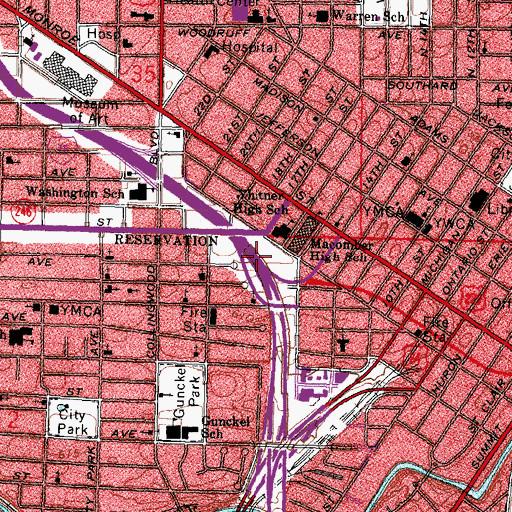 Topographic Map of Interchange 202A, OH