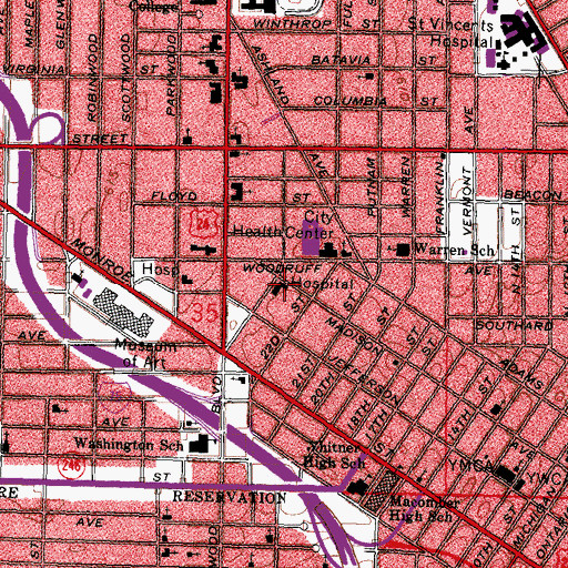 Topographic Map of Woodruff Hospital, OH